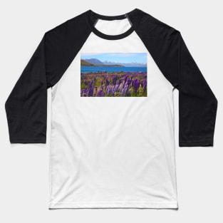 Lake Tekapo and wild flowering lupins Baseball T-Shirt